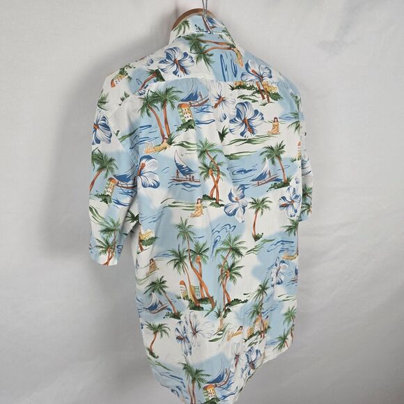 Campia Moda Shirt Men's L Blue Colorful Hawaiian Tropic Button Down Short Sleeve - Picture 14 of 16